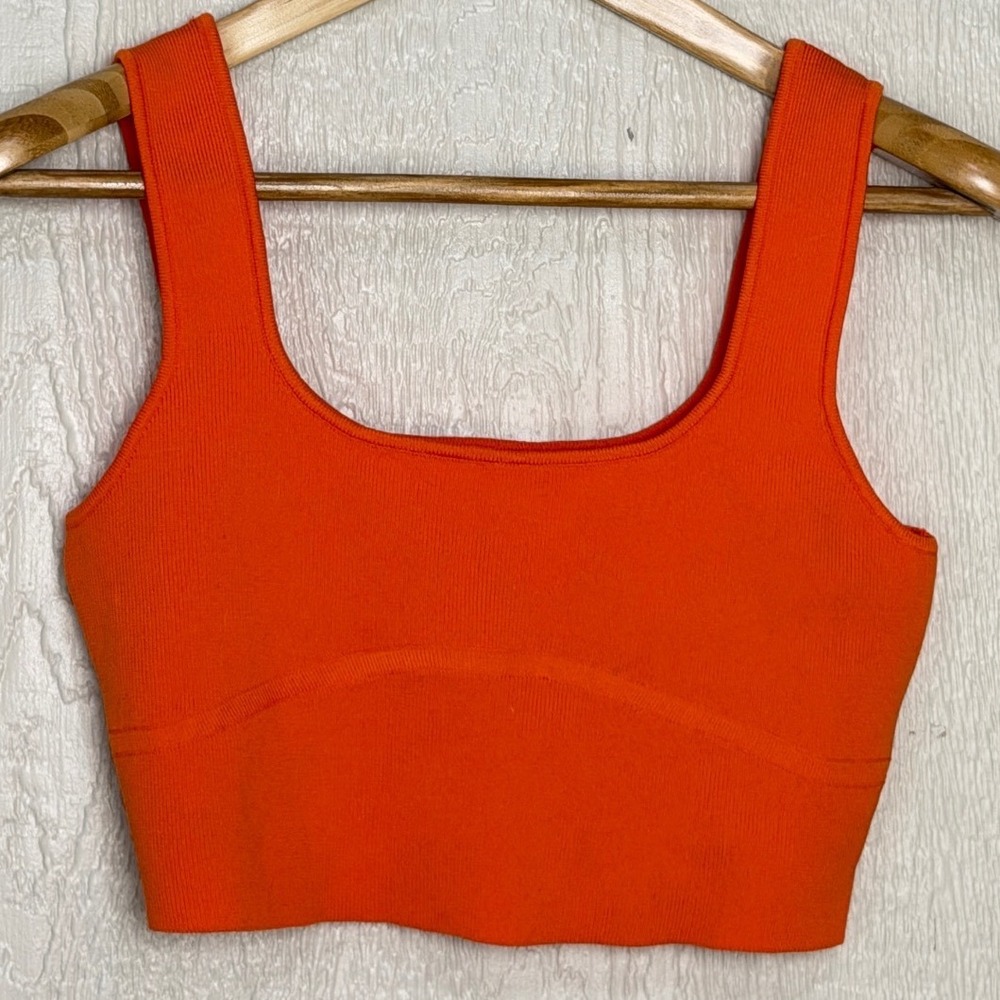 Showpo Womens Orange Ribbed Knit Crop Top Square Neck Tank Size US 8 AU 12